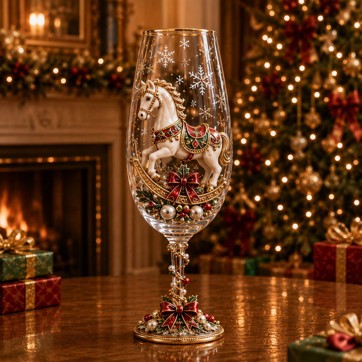 🎁🎭 Nutcracker-Inspired Christmas 3D Collector Champagne Glass Set