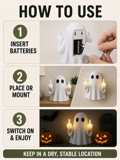 👻 Halloween Ghost Middle Finger Glow Night Light