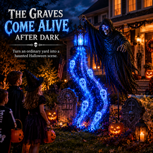 👻Today 49% OFF👻 Grim Reaper Ghost Cascade Halloween Yard Light