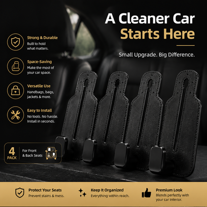 🚗 4-Pack Car Seat Back Hooks – Premium Bag Holder Organizer for Purses, Groceries & Jackets