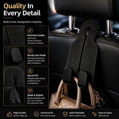 🚗 4-Pack Car Seat Back Hooks – Premium Bag Holder Organizer for Purses, Groceries & Jackets