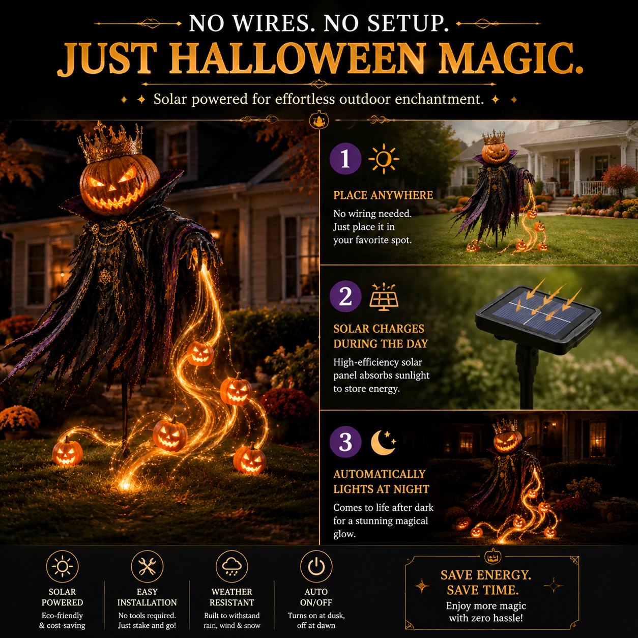 ✨HALLOWEEN SPECIAL • 49% OFF🎃Pumpkin King Awakening™ – Flowing LED Halloween Yard Light