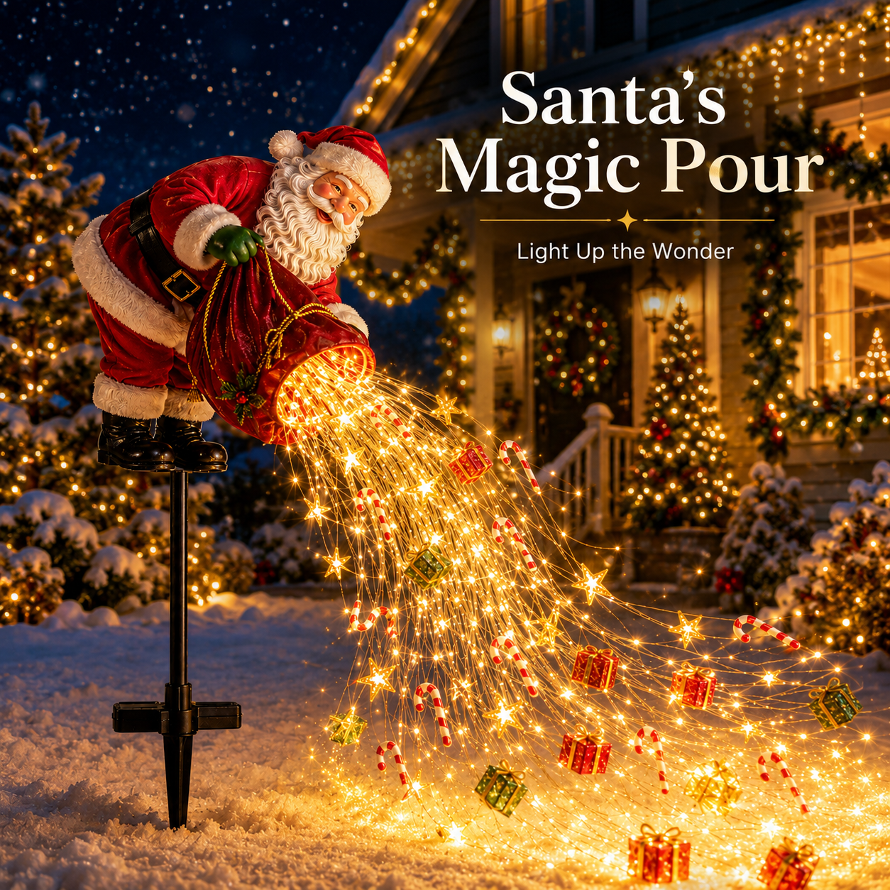 Santa's Magic Pour LED Christmas garden light night display