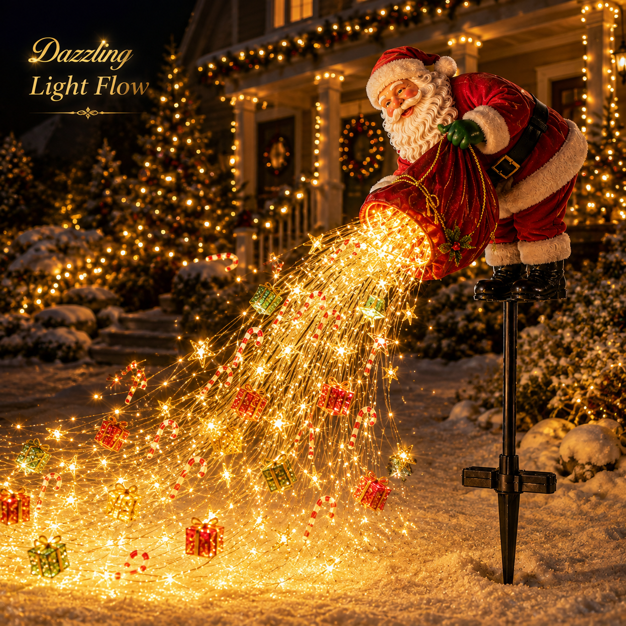 Dazzling light flow Santa Christmas garden light