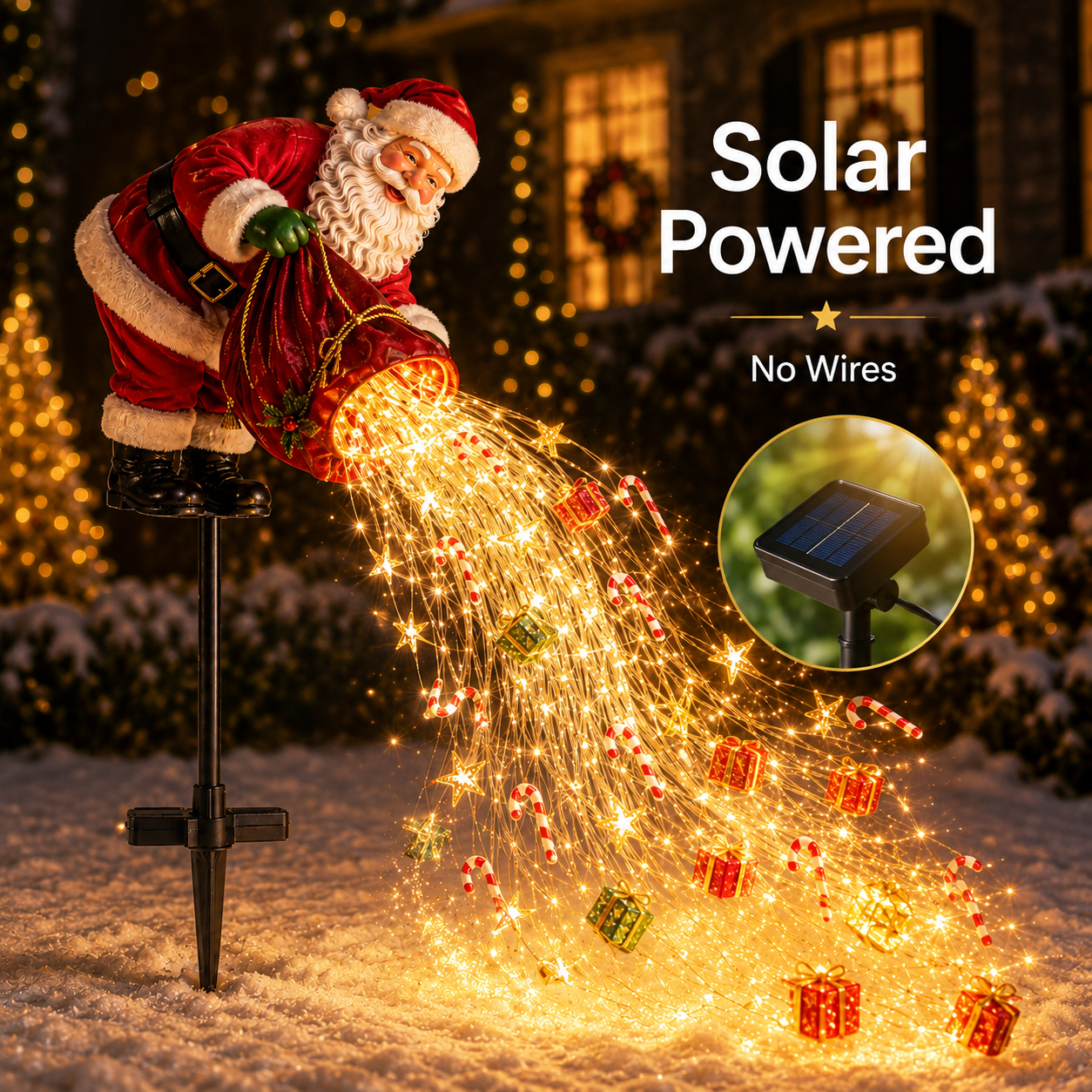 Solar powered Santa LED Christmas garden light