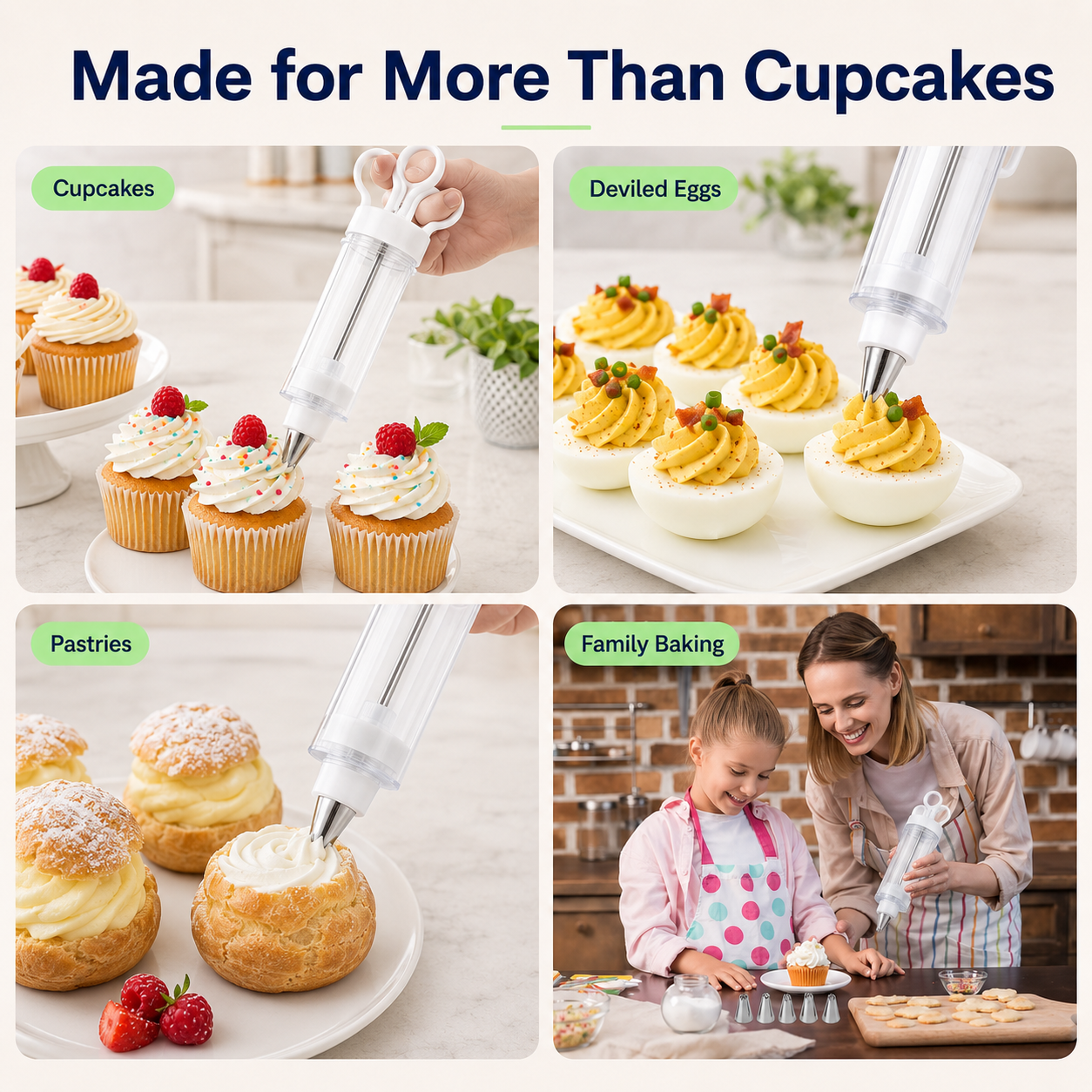 Stainless Steel Cake Decorating Gun Kit – 6 Icing Nozzles & Pastry Piping Set for Cakes, Cupcakes & Desserts