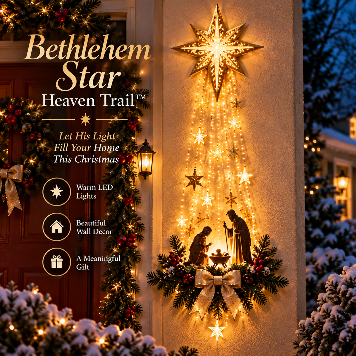✨Last Day 49% OFF✨✝️ Bethlehem Star of Faith™ – Lighted Nativity Wall Decor✝️