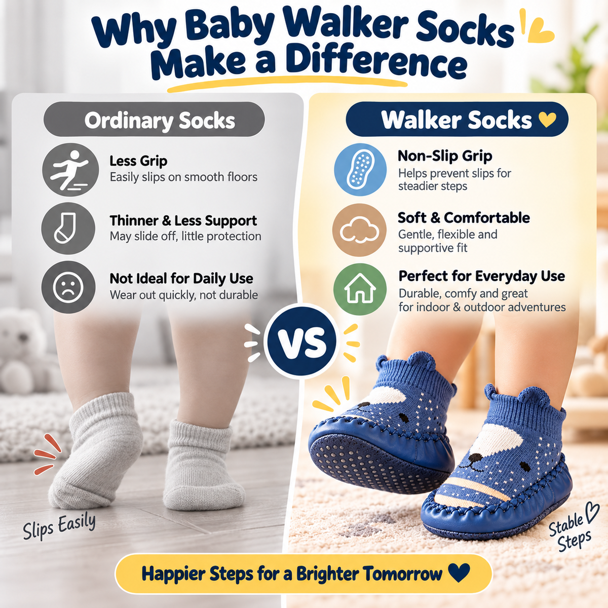 ✨Cute Cartoon Baby Walker Socks – Non-Slip Adhesive Boat Socks for Spring & Fall