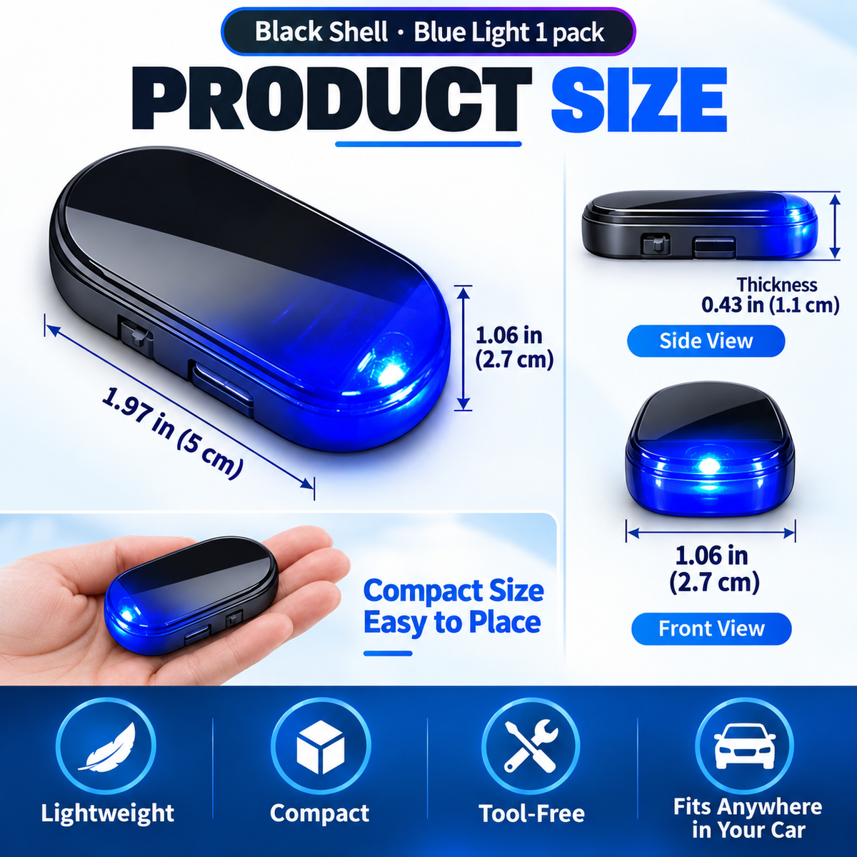 Solar-Powered Anti-Theft Car Alarm & Warning LED Light 🚨