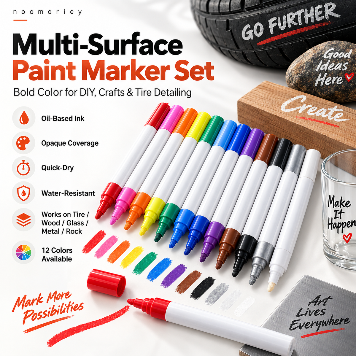 Waterproof Permanent Paint Marker – Multi-Surface Industrial Marking Pen for Tires, Metal, Stone & More