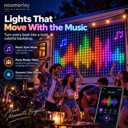 Christmas Smart Curtain Lights – App-Controlled RGB Holiday String Lights