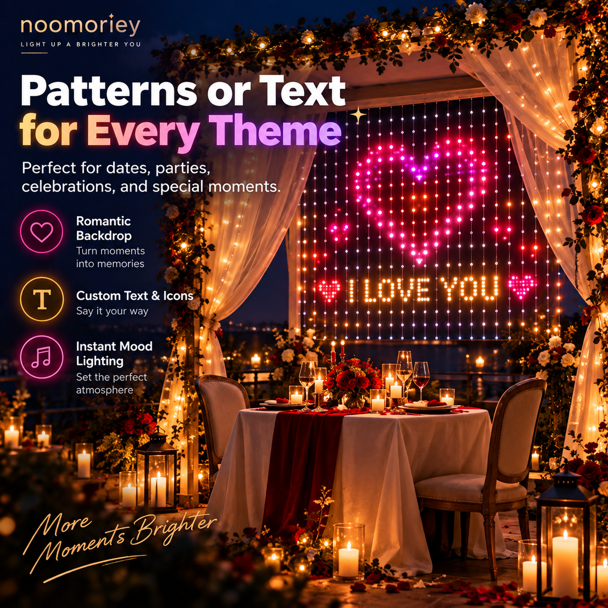 Christmas Smart Curtain Lights – App-Controlled RGB Holiday String Lights