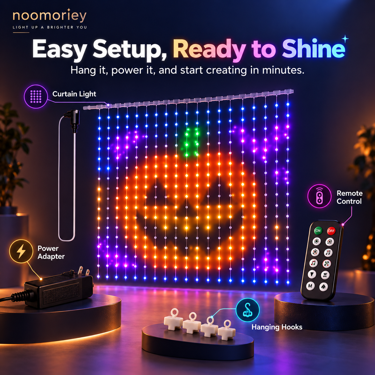 Christmas Smart Curtain Lights – App-Controlled RGB Holiday String Lights