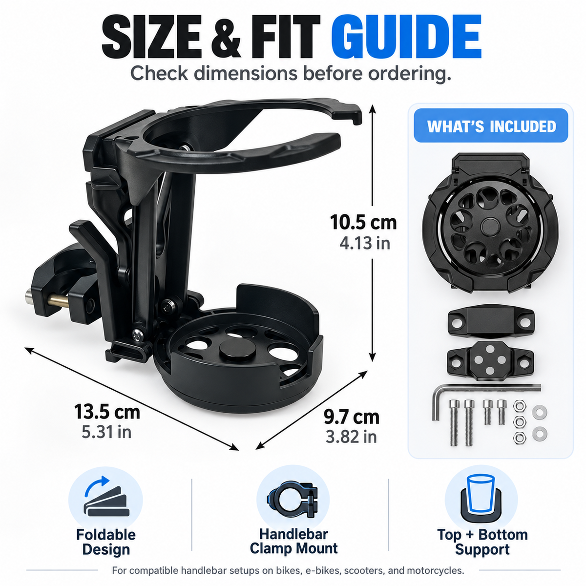 🔥Hot Sale-50%OFF🥤🔄 Foldable & Adjustable Handlebar Drink Holder