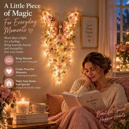 🦋 Butterfly Garden Glow™ – Romantic Floral Wall Light with Warm Ambient Illumination & Crystal Accents