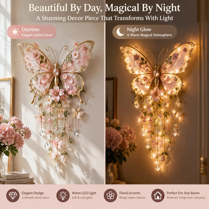 🦋 Butterfly Garden Glow™ – Romantic Floral Wall Light with Warm Ambient Illumination & Crystal Accents