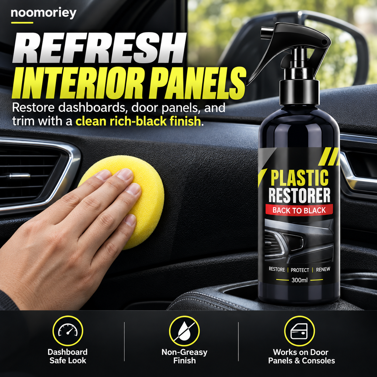 Car Plastic & Leather Restorer – Interior Trim Shine & Protection