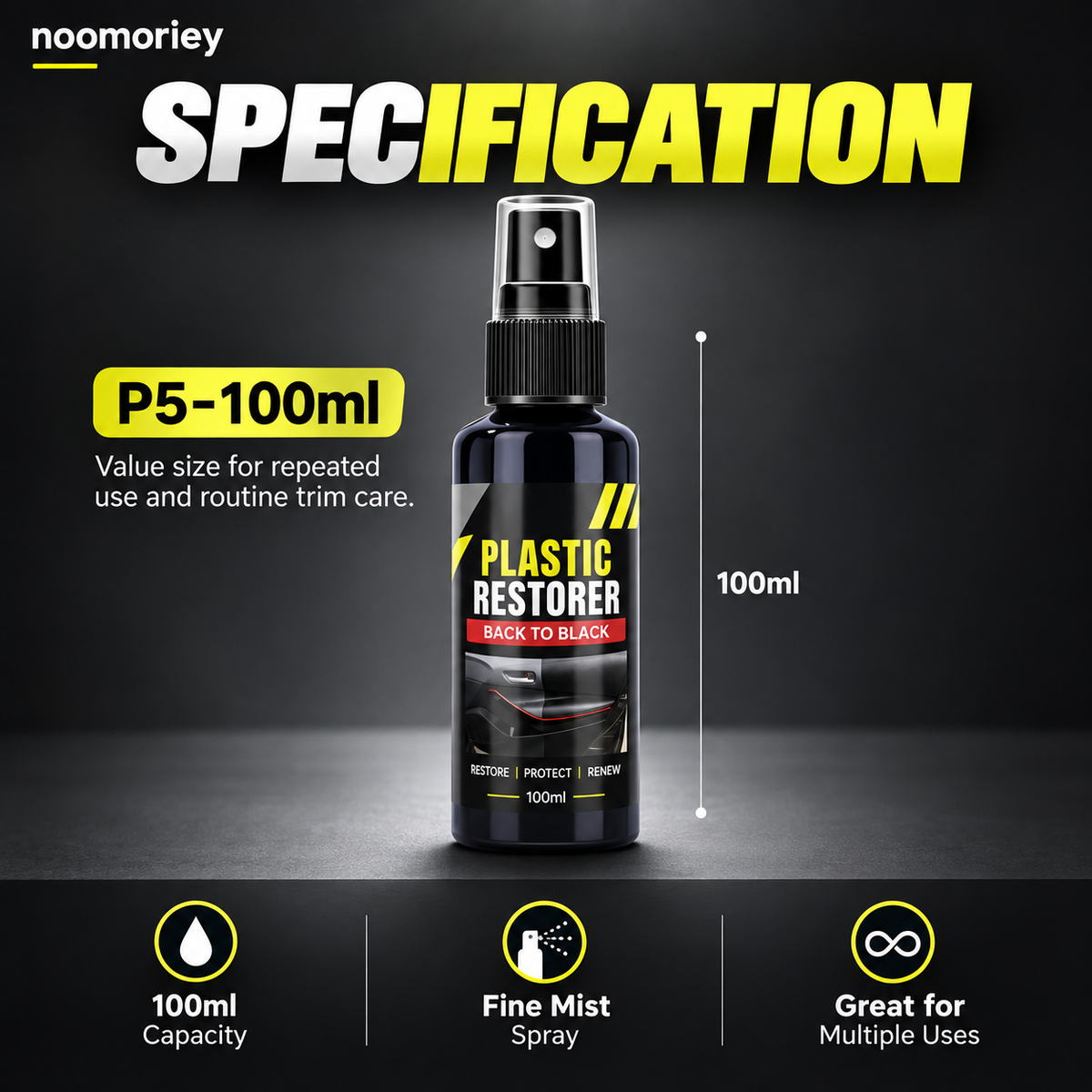 Car Plastic & Leather Restorer – Interior Trim Shine & Protection