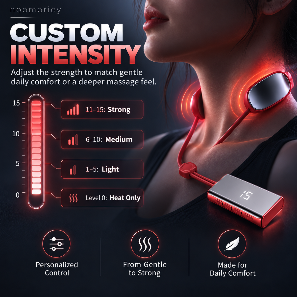 🔥 Mini Heated Neck Massager Necklace – 4 Modes, 9 Intensity Levels & Dual-Pulse Relaxation