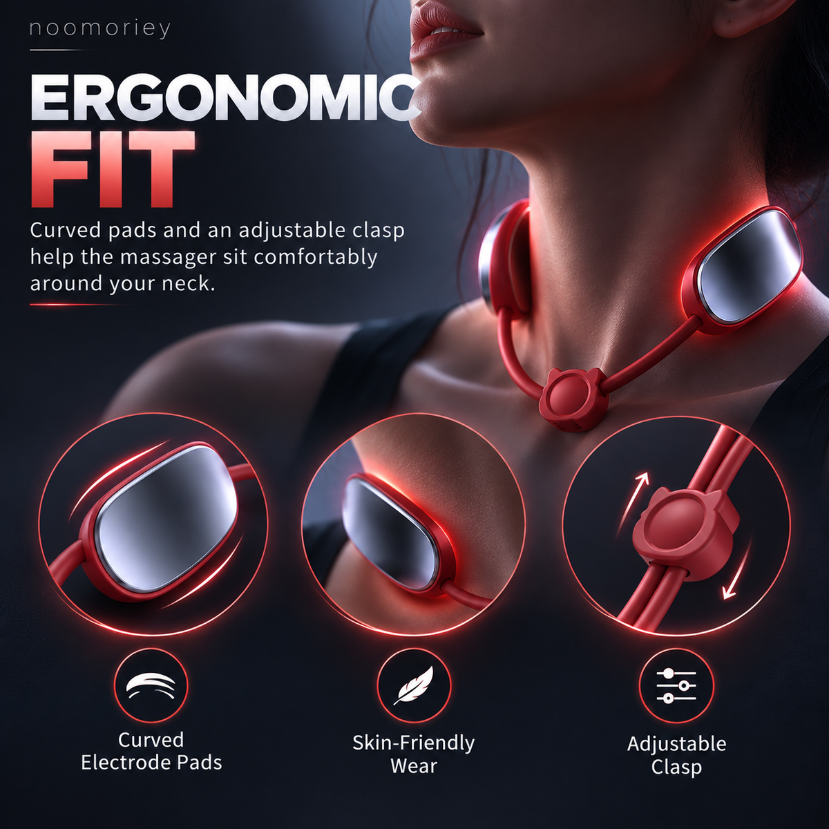 🔥 Mini Heated Neck Massager Necklace – 4 Modes, 9 Intensity Levels & Dual-Pulse Relaxation