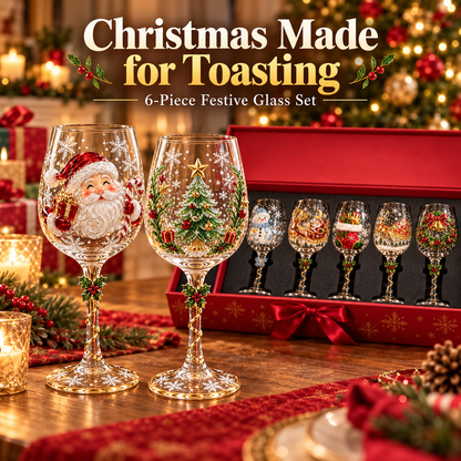 🎅Limited Edition🎄 Christmas Hosting Essential | 6-Piece Festive 3D Wine Glass Gift Set