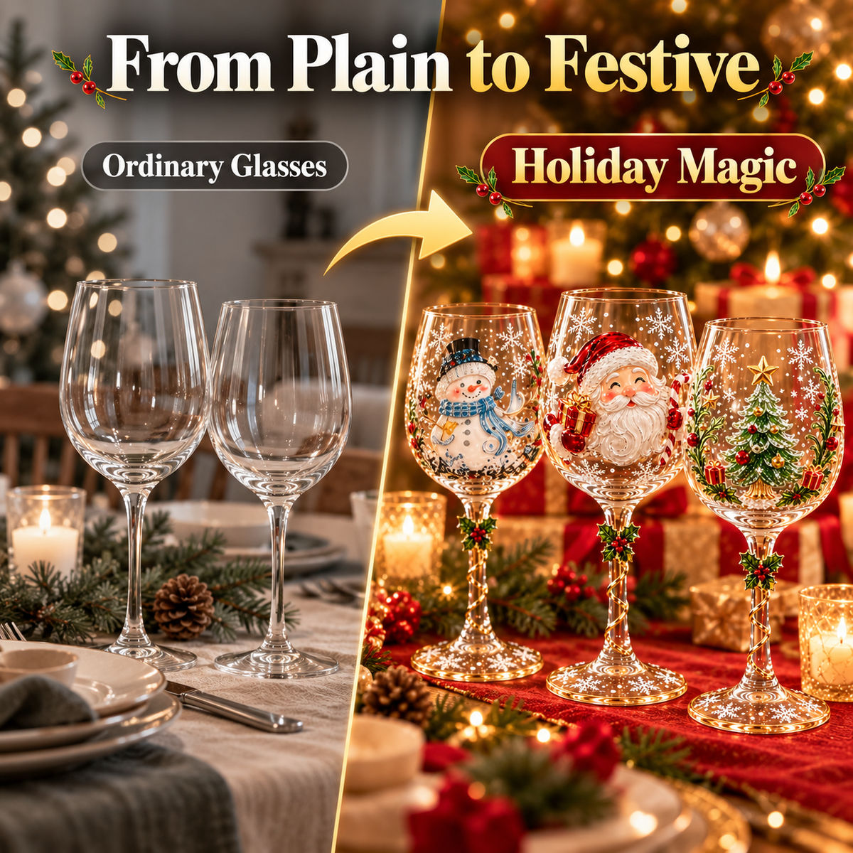 🎅Limited Edition🎄 Christmas Hosting Essential | 6-Piece Festive 3D Wine Glass Gift Set