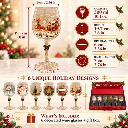 🎅Limited Edition🎄 Christmas Hosting Essential | 6-Piece Festive 3D Wine Glass Gift Set