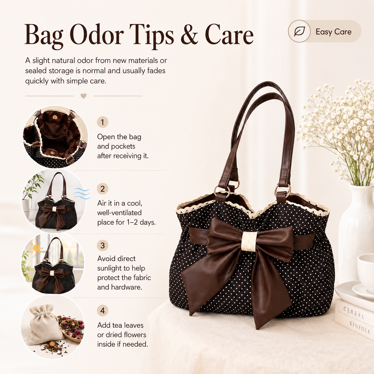 👜 Women's Casual Shoulder Tote – Polka Dot Print, Big Bow Detail, Large Capacity for Gym & Outdoors