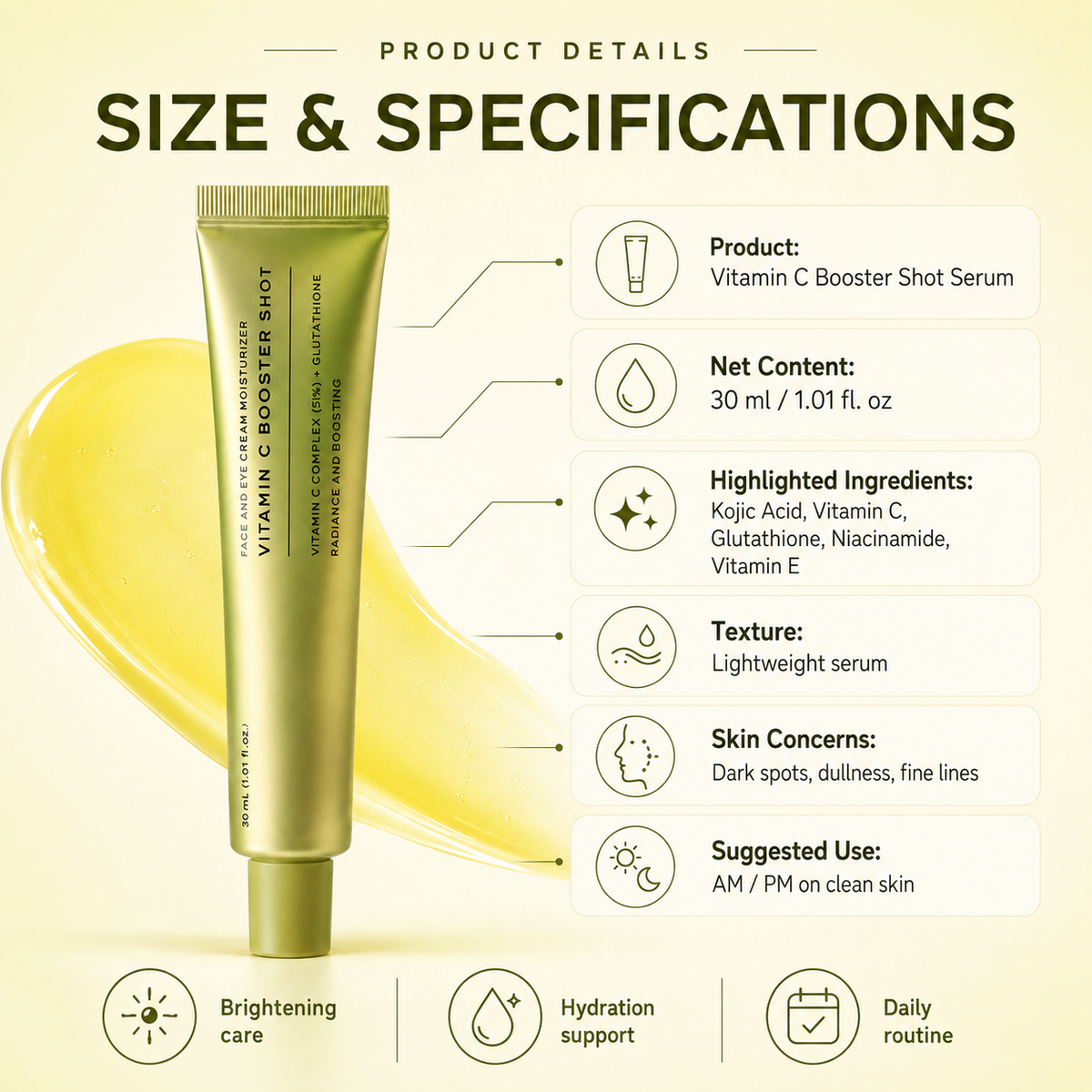 ✨ Vitamin C Booster Serum – Dark Spot & Fine Line Care