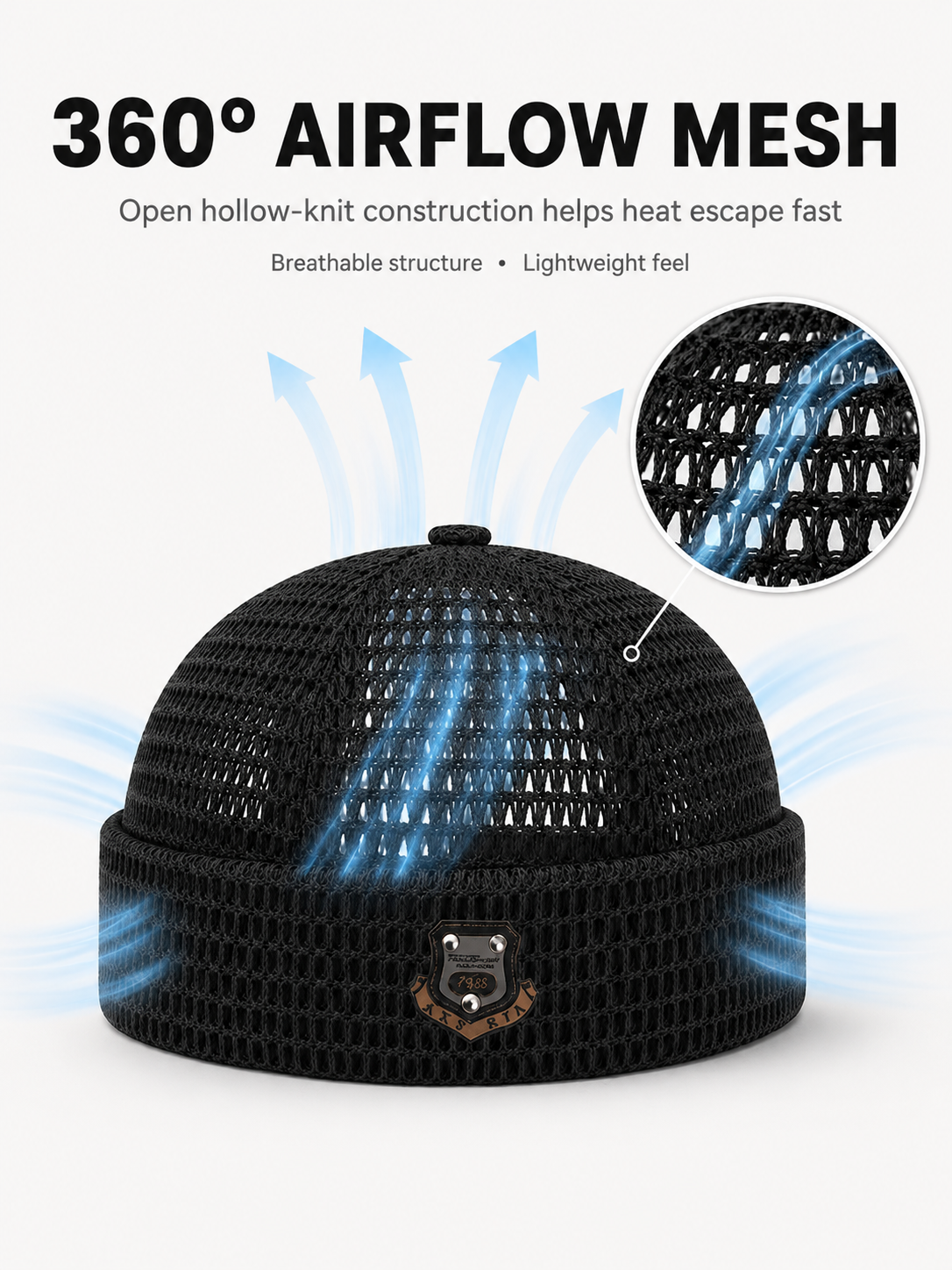 🏃 Lightweight Netting Beanie – Breathable Cuffed Skull Cap for Summer Runs