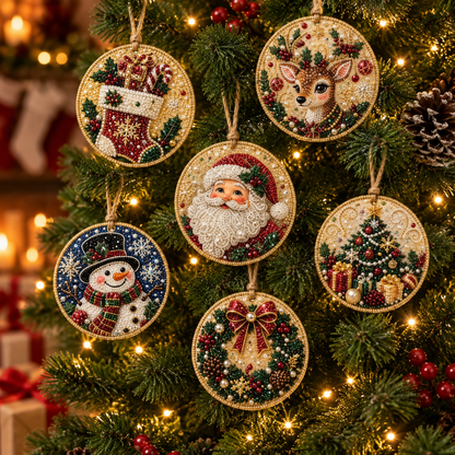6PCS DIY Christmas Wooden Diamond Art Ornaments Kit 🌟🪵