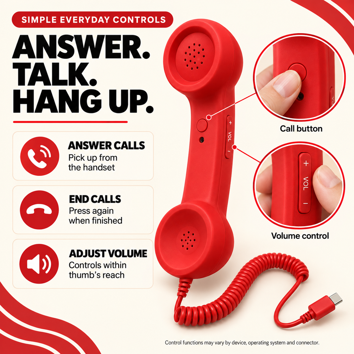 ☎️ Retro Wired Phone Handset for Smartphones
