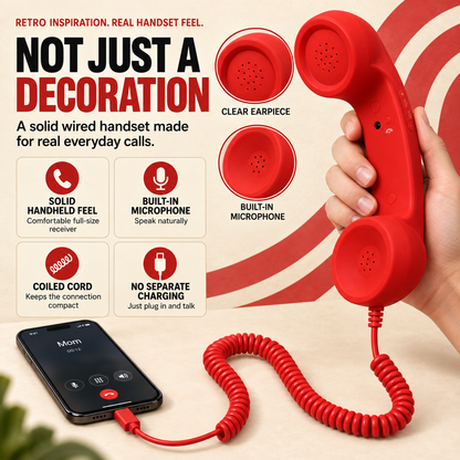 ☎️ Retro Wired Phone Handset for Smartphones