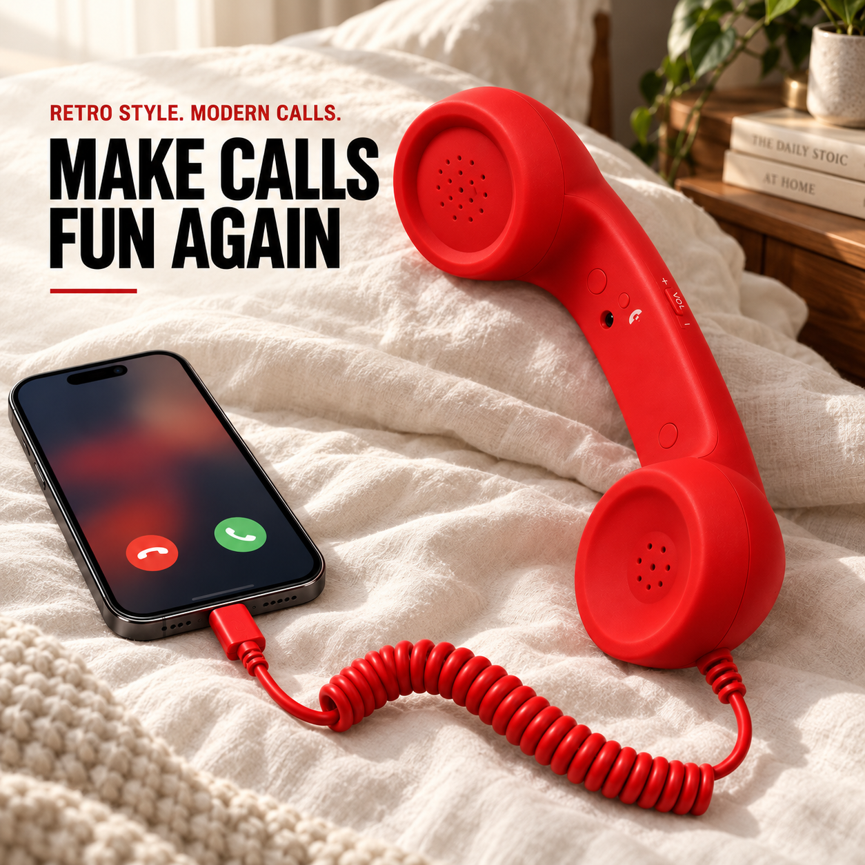 ☎️ Retro Wired Phone Handset for Smartphones