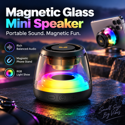 🎵 Bluetooth 6.0 Portable Speaker – RGB Lights, 360° TWS Stereo Sound, Magnetic Design, Long Battery Life