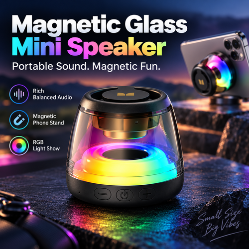 🎵 Bluetooth 6.0 Portable Speaker – RGB Lights, 360° TWS Stereo Sound, Magnetic Design, Long Battery Life