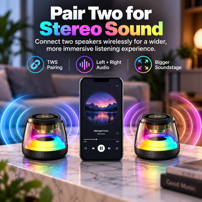 🎵 Bluetooth 6.0 Portable Speaker – RGB Lights, 360° TWS Stereo Sound, Magnetic Design, Long Battery Life