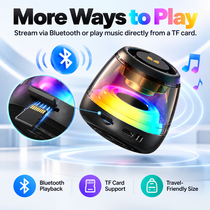🎵 Bluetooth 6.0 Portable Speaker – RGB Lights, 360° TWS Stereo Sound, Magnetic Design, Long Battery Life