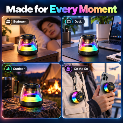 🎵 Bluetooth 6.0 Portable Speaker – RGB Lights, 360° TWS Stereo Sound, Magnetic Design, Long Battery Life