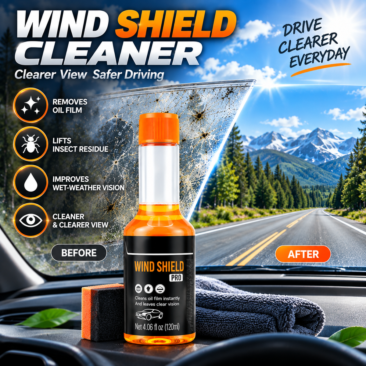 ⏳ 49% OFF Limited-Time Deal | 🚘 Windshield Oil Film Cleaner – Deep Clean, Clear View & Rain-Ready Glass Care