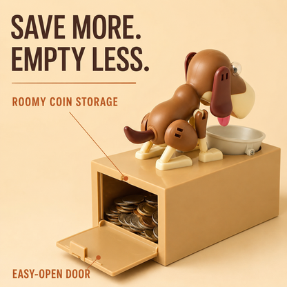 🐶 Hungry Dog Coin Bank – Interactive Saving Toy for Kids & Adults – Batteries Not Included