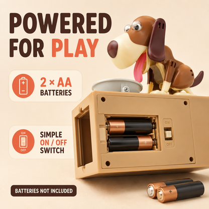 🐶 Hungry Dog Coin Bank – Interactive Saving Toy for Kids & Adults – Batteries Not Included