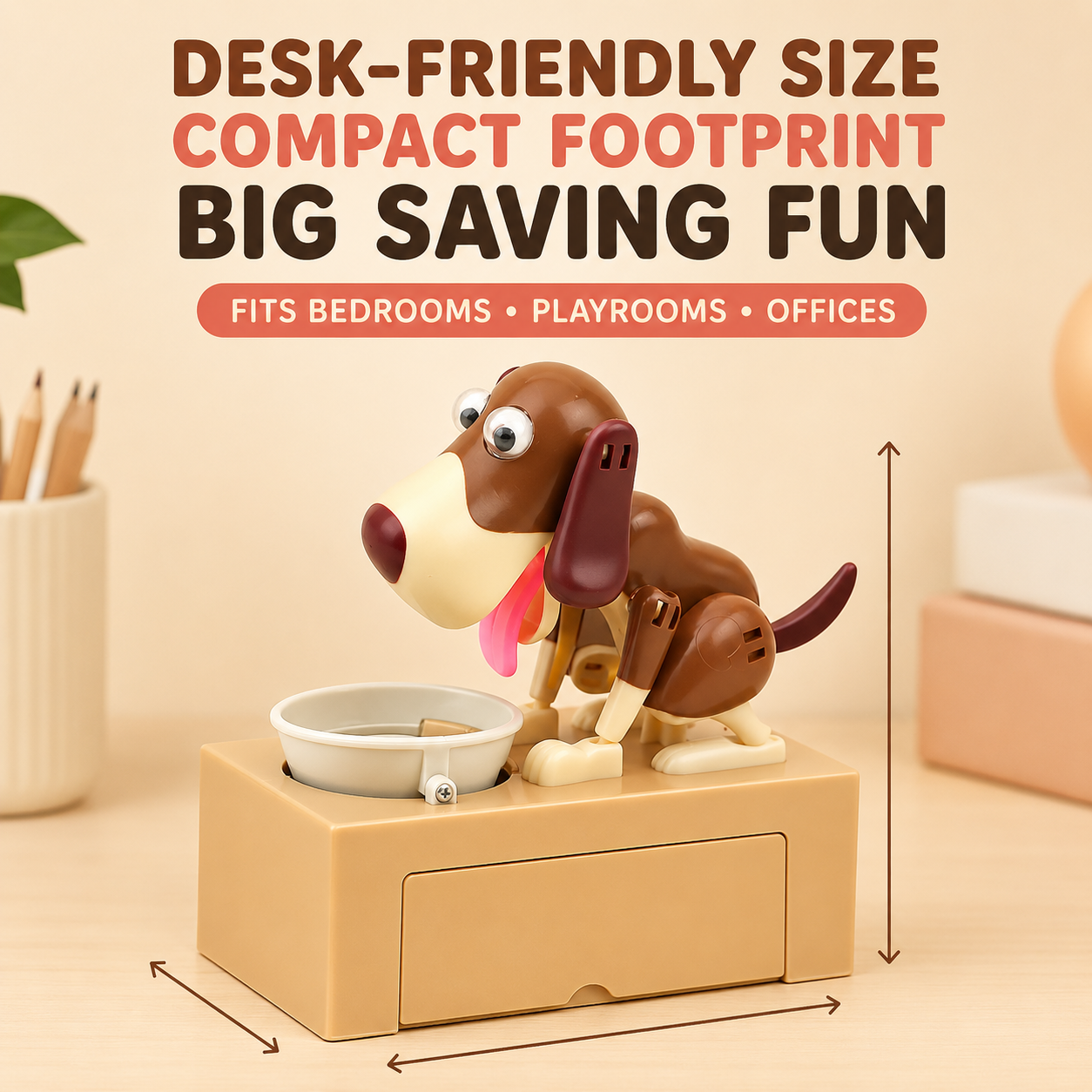 🐶 Hungry Dog Coin Bank – Interactive Saving Toy for Kids & Adults – Batteries Not Included