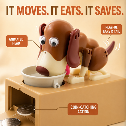 🐶 Hungry Dog Coin Bank – Interactive Saving Toy for Kids & Adults – Batteries Not Included