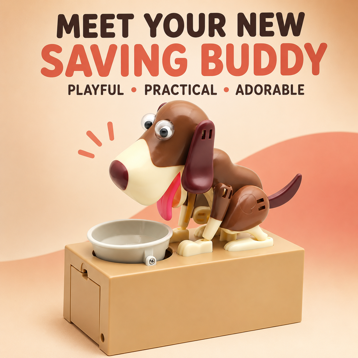 🐶 Hungry Dog Coin Bank – Interactive Saving Toy for Kids & Adults – Batteries Not Included