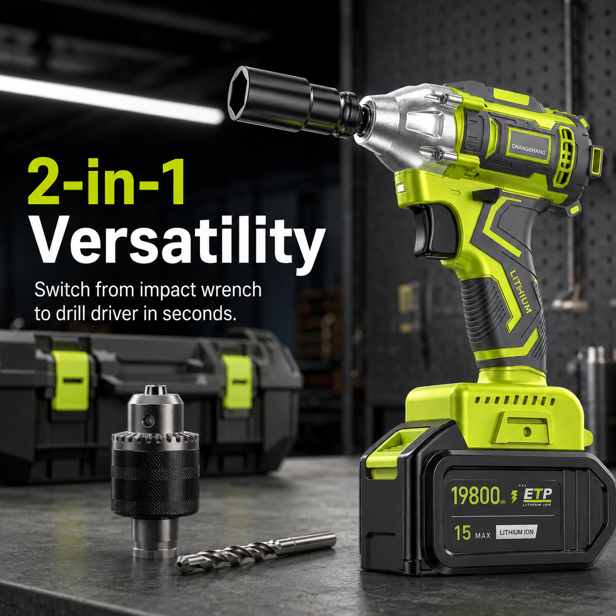 🔧 2-in-1 Brushless Cordless Impact Wrench & Drill Kit