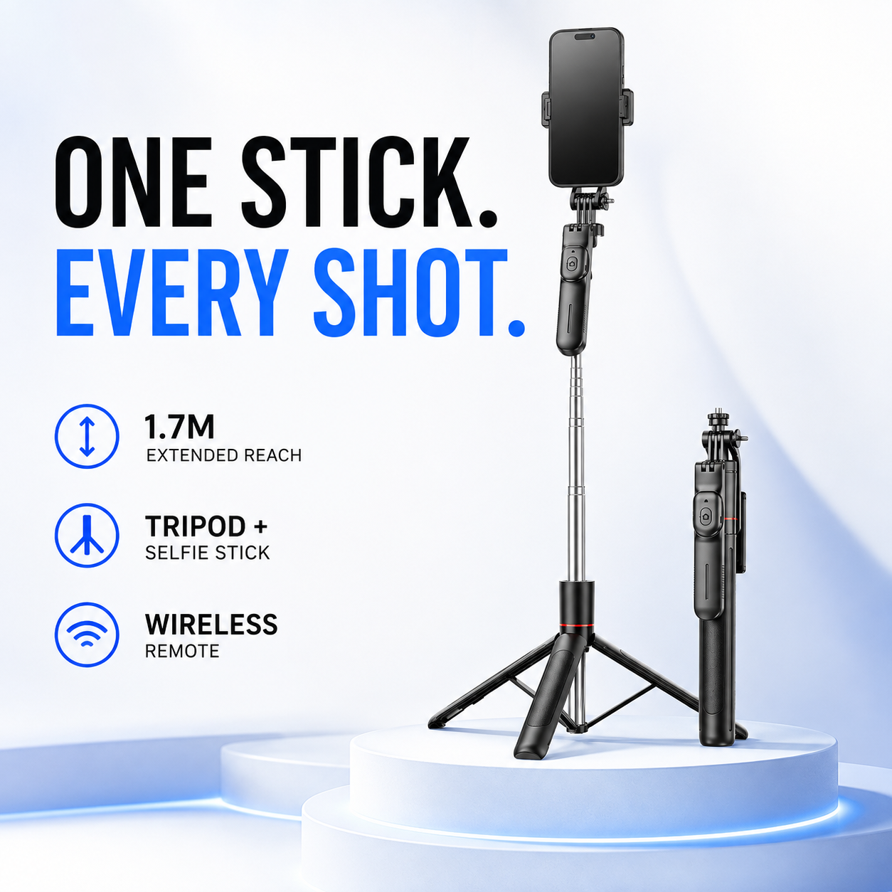 All-in-One Extendable Phone Tripod & Selfie Stick with Remote