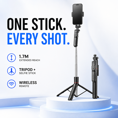 All-in-One Extendable Phone Tripod & Selfie Stick with Remote