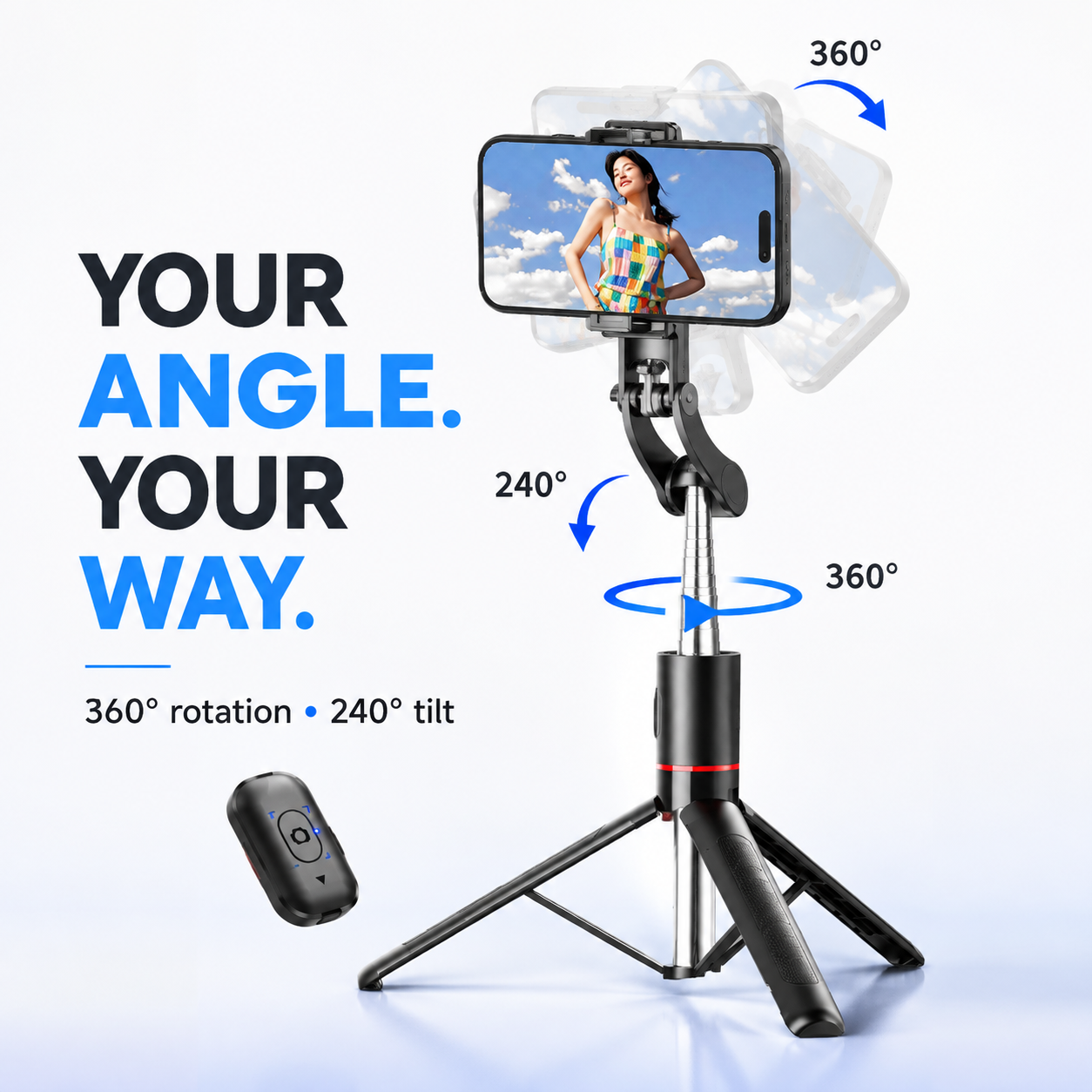 All-in-One Extendable Phone Tripod & Selfie Stick with Remote