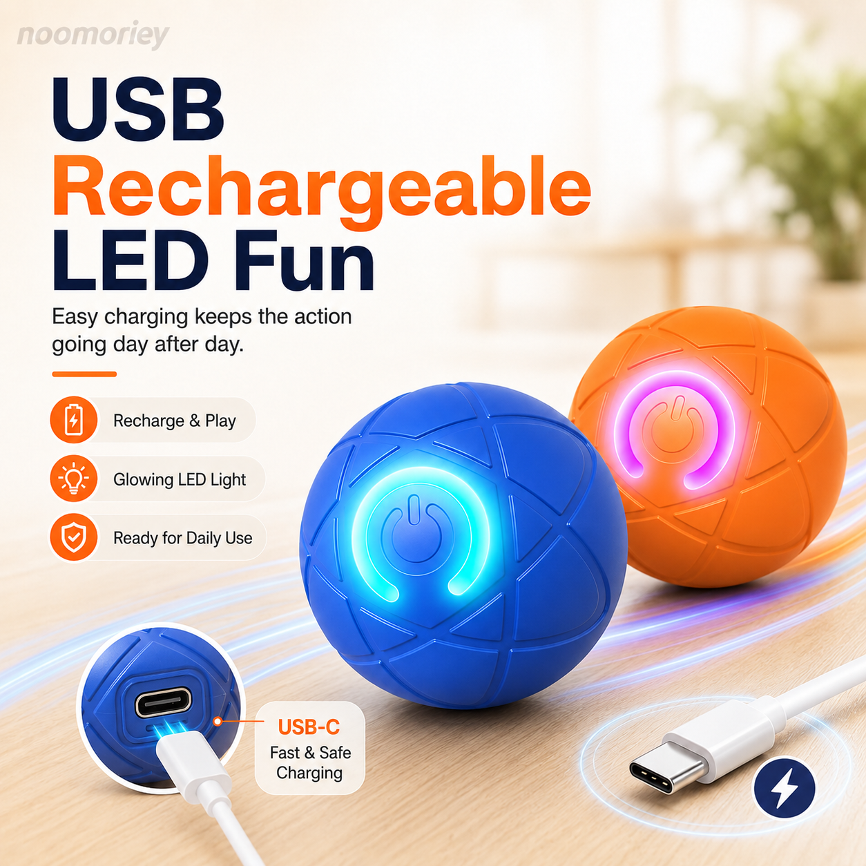 Interactive Moving Dog Ball – Automatic Vibrating & Rolling Toy for Dogs & Cats, USB Rechargeable